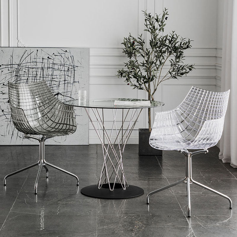 Contemporary Style Dining Chairs Arm Chairs for Kitchen with Metal Legs