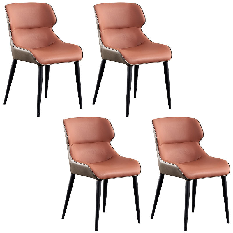 Modern Metal Dining Room Chair Wingback Arm Chair for Restaurant Use Orange 4 Piece Set Clearhalo 'Dining Chairs' 'Dining Tables & Seating' 'dining_chair' 'furn' 'furn_dining_chair' 'Furniture' 'Kitchen & Dining Furniture' 5829200