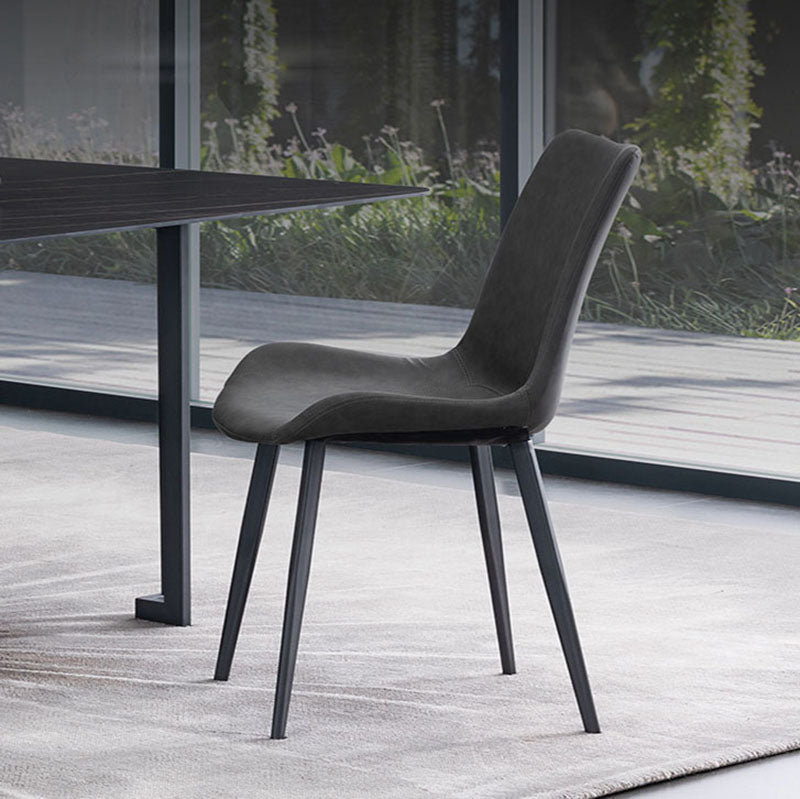 Silla lateral de comedor de cuero Diseño industrial sólidos sólidos de comedor lateral