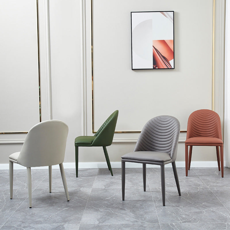 Leather Contemporary Indoor-Outdoor Dining Chair Solid Back Side Chair