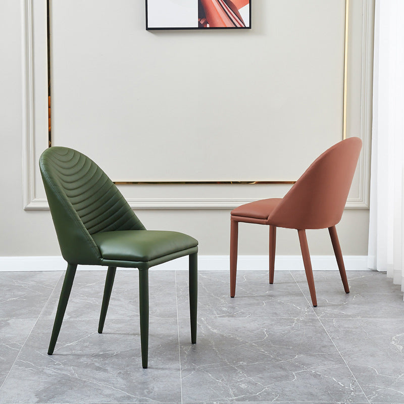 Leather Contemporary Indoor-Outdoor Dining Chair Solid Back Side Chair