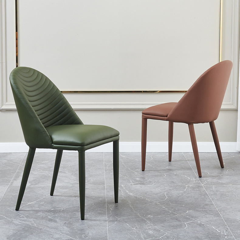 Leather Contemporary Indoor-Outdoor Dining Chair Solid Back Side Chair