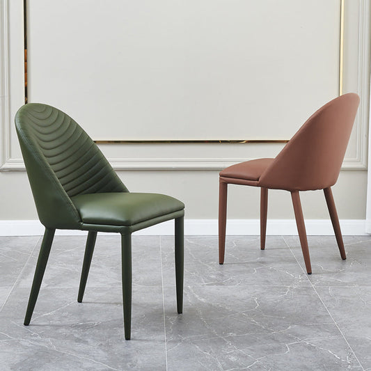 Leather Contemporary Indoor-Outdoor Dining Chair Solid Back Side Chair
