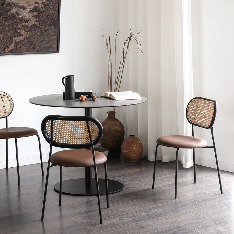 Open Back Side Chair Industrial Armless PU Leather Dining Chairs Clearhalo 'Dining Chairs' 'Dining Tables & Seating' 'dining_chair' 'furn' 'furn_dining_chair' 'Furniture' 'Kitchen & Dining Furniture' 5829323