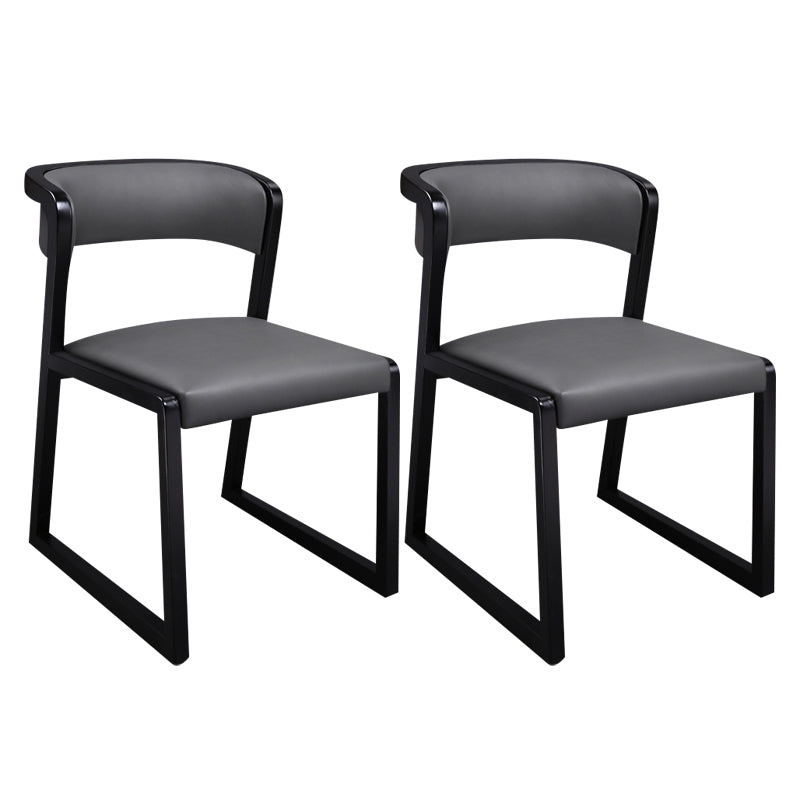 Open Back Side Chair Industrial Style PU Leather Dining Chairs for Home Grey 2 Piece Set Clearhalo 'Dining Chairs' 'Dining Tables & Seating' 'dining_chair' 'furn' 'furn_dining_chair' 'Furniture' 'Kitchen & Dining Furniture' 5829352