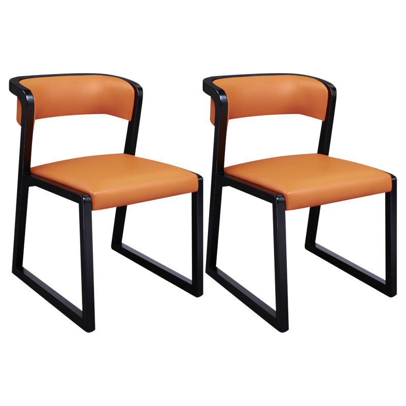 Open Back Side Chair Industrial Style PU Leather Dining Chairs for Home Orange 2 Piece Set Clearhalo 'Dining Chairs' 'Dining Tables & Seating' 'dining_chair' 'furn' 'furn_dining_chair' 'Furniture' 'Kitchen & Dining Furniture' 5829355