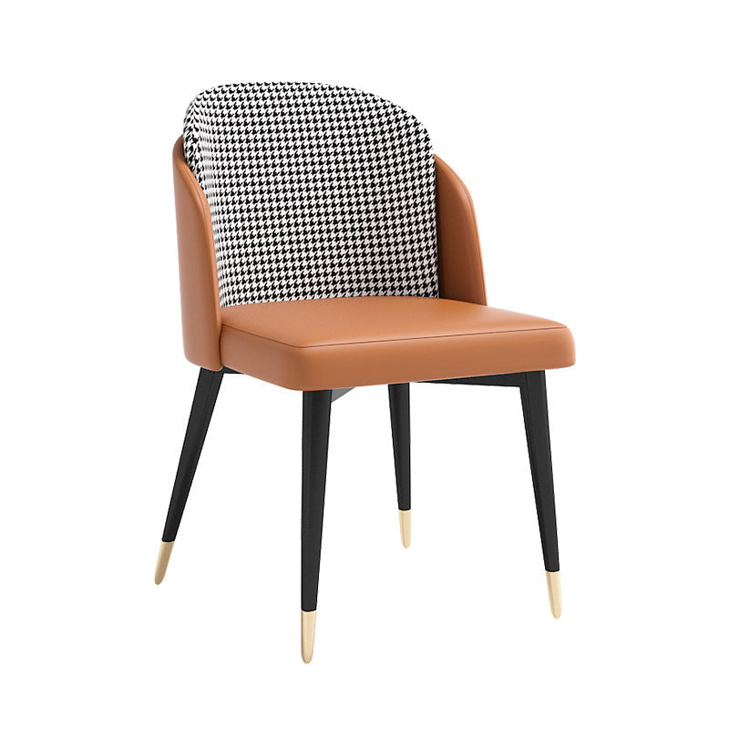 Nordic Style Upholstered Side Chairs Solid Back Armless Dining Chair Black-Brown 1 Piece Clearhalo 'Dining Chairs' 'Dining Tables & Seating' 'dining_chair' 'furn' 'furn_dining_chair' 'Furniture' 'Kitchen & Dining Furniture' 5829382