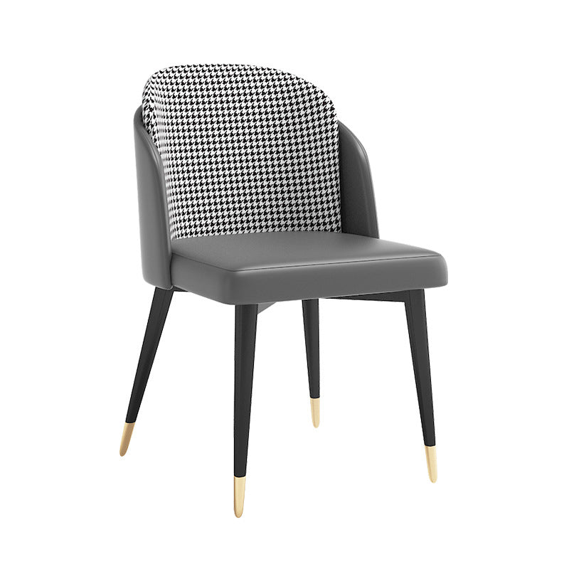 Nordic Style Upholstered Side Chairs Solid Back Armless Dining Chair Black-Gray 1 Piece Clearhalo 'Dining Chairs' 'Dining Tables & Seating' 'dining_chair' 'furn' 'furn_dining_chair' 'Furniture' 'Kitchen & Dining Furniture' 5829384
