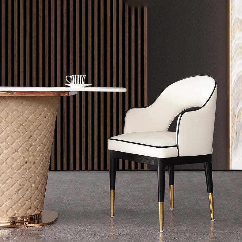 Glam -stijl armstoel houten open rug eetstoel voor keuken met gestoffeerd