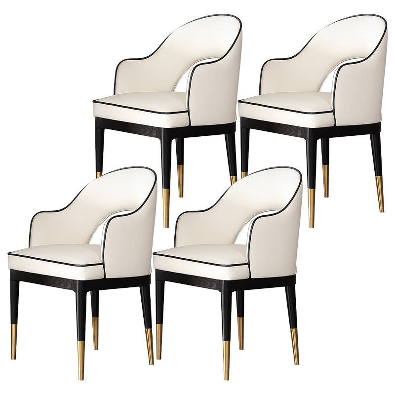 Glam -stijl armstoel houten open rug eetstoel voor keuken met gestoffeerd