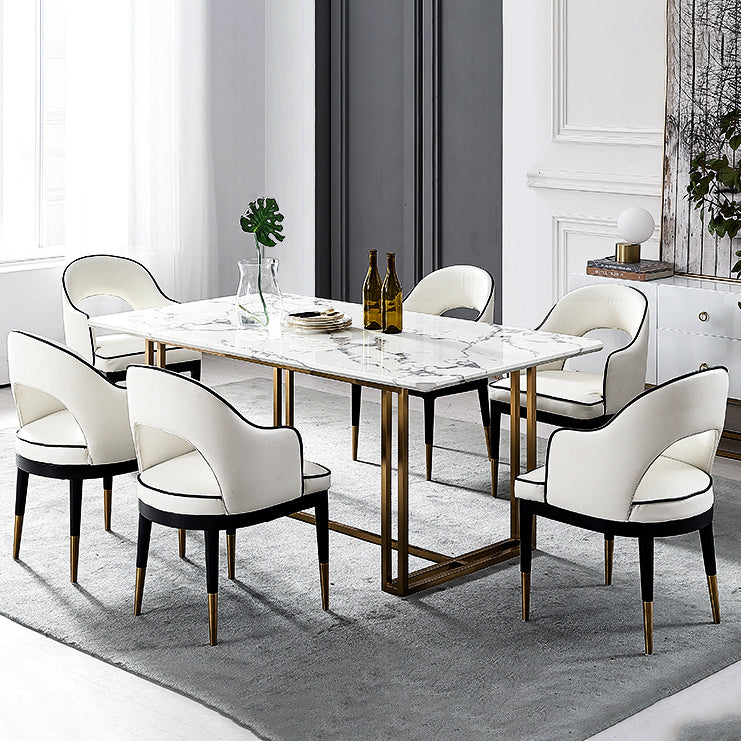 Glam -stijl armstoel houten open rug eetstoel voor keuken met gestoffeerd