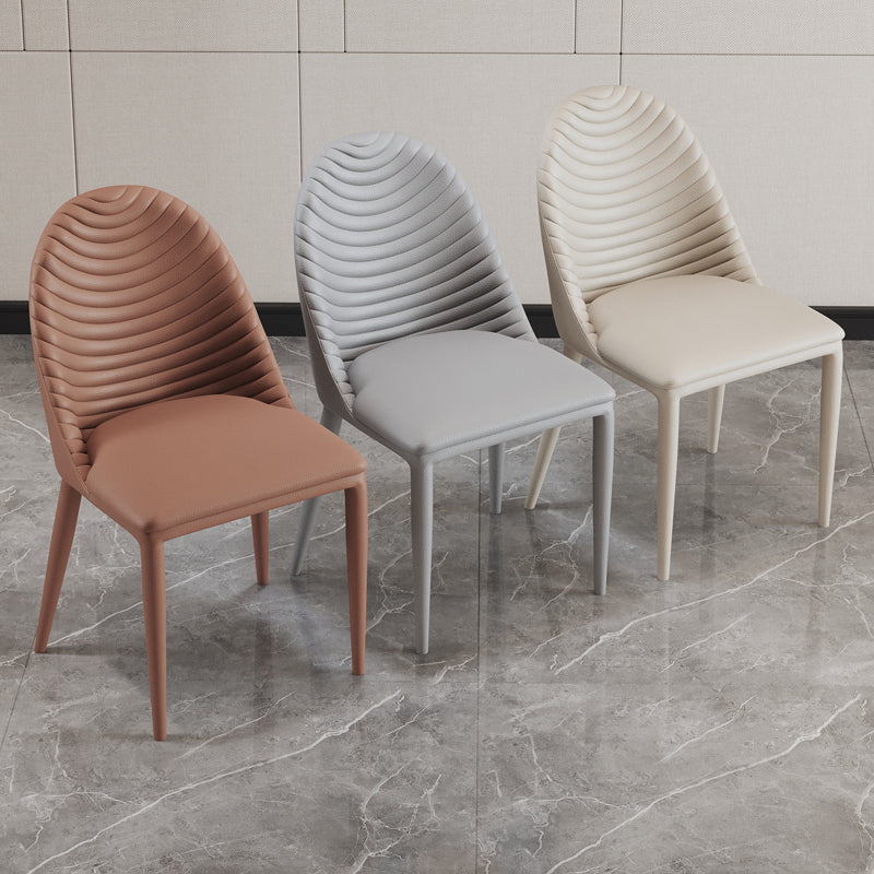 Modern Dining Room Side Chairs Faux Leather Armless Dining Chairs