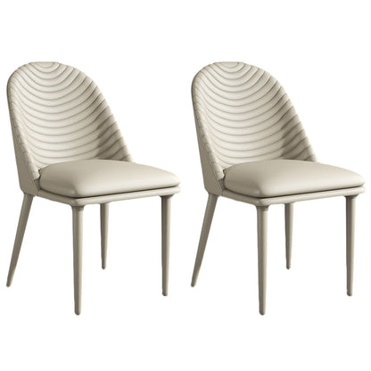 Modern Dining Room Side Chairs Faux Leather Armless Dining Chairs