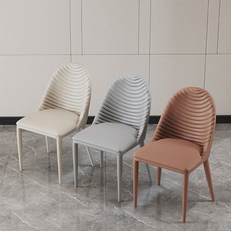 Modern Dining Room Side Chairs Faux Leather Armless Dining Chairs
