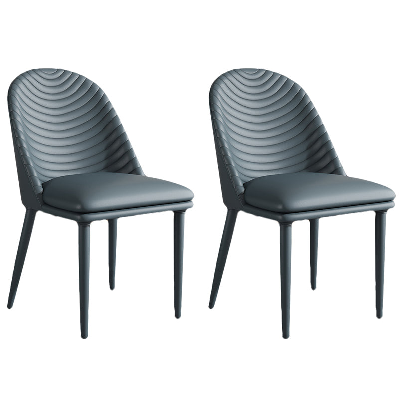 Modern Dining Room Side Chairs Faux Leather Armless Dining Chairs