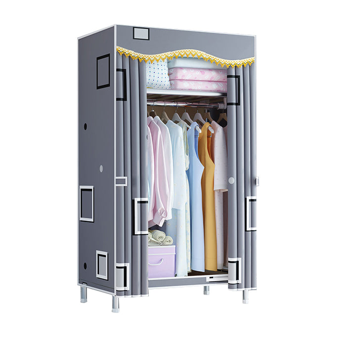 Contemporary Style Wardrobe Metal 1 Door Wardrobe Closet With Shelves