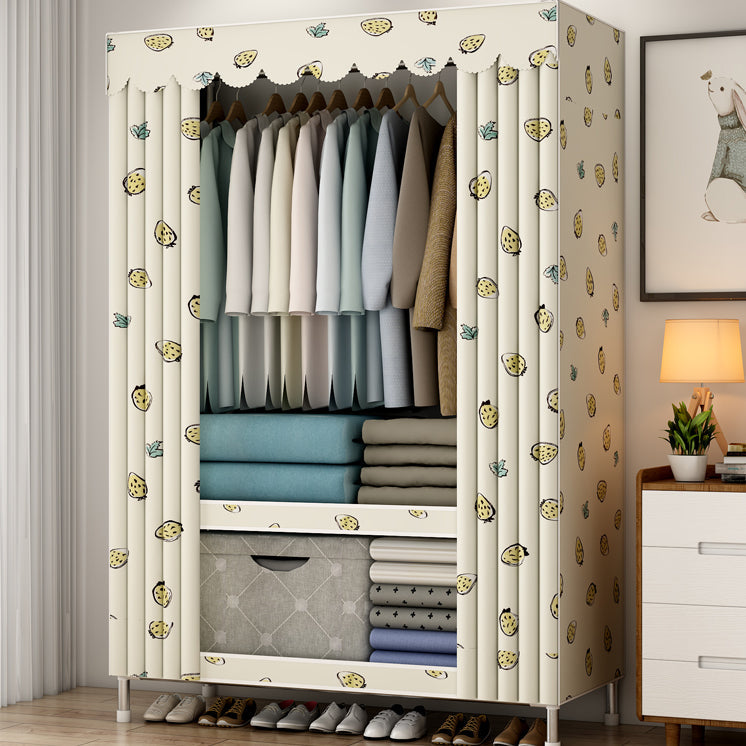 Contemporary Style Metal Wardrobe Cloth Rod Included Wardrobe Closet With Shelves