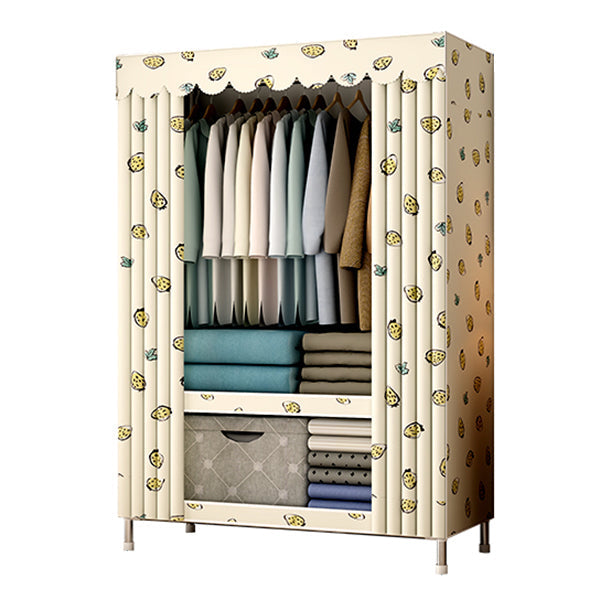 Contemporary Style Metal Wardrobe Cloth Rod Included Wardrobe Closet With Shelves