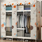 Contemporary Style Metal Wardrobe Cloth Rod Included Wardrobe Closet With Shelves