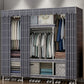 Contemporary Style Metal Wardrobe Cloth Rod Included Wardrobe Closet With Shelves
