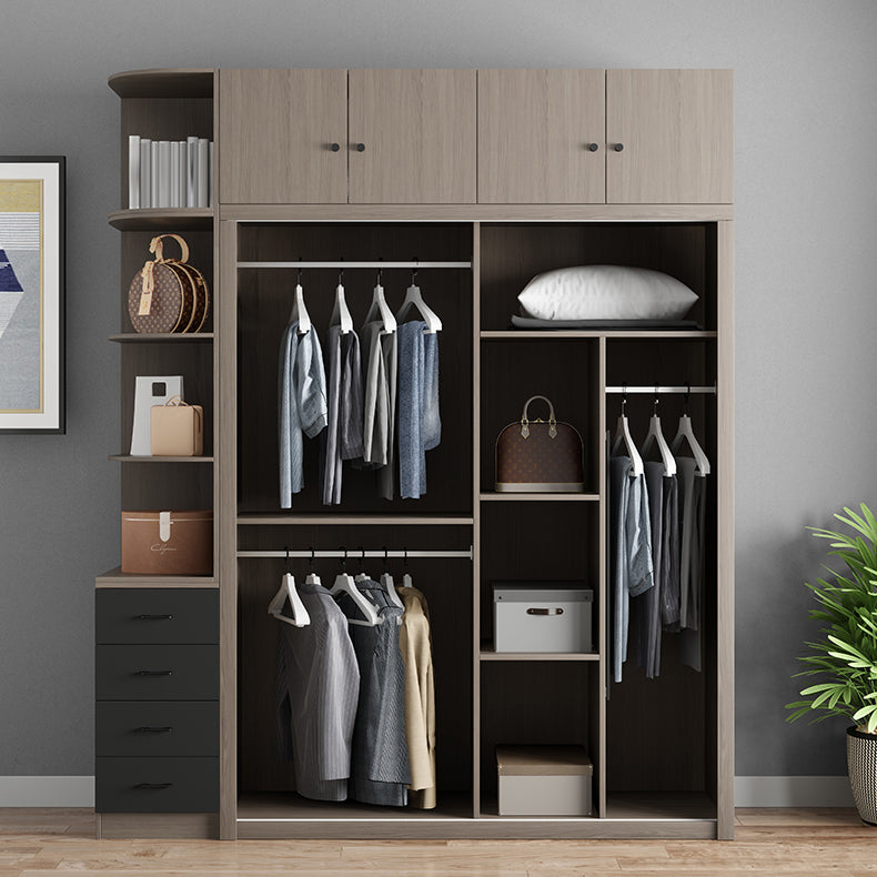 Brown Engineered Wood Wardrobe Closet Contemporary Wardrobe Cabinet