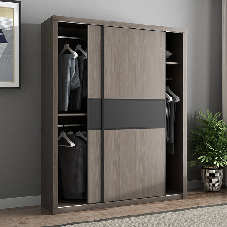 Brown Engineered Wood Wardrobe Closet Contemporary Wardrobe Cabinet