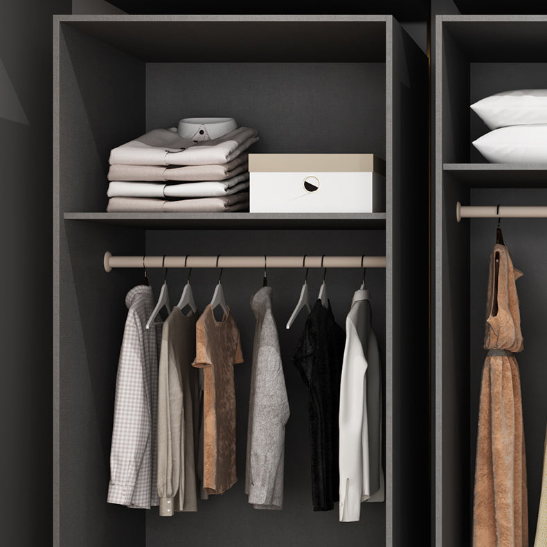 Contemporary Grey Wardrobe Armoire Engineered Wood Wardrobe Closet