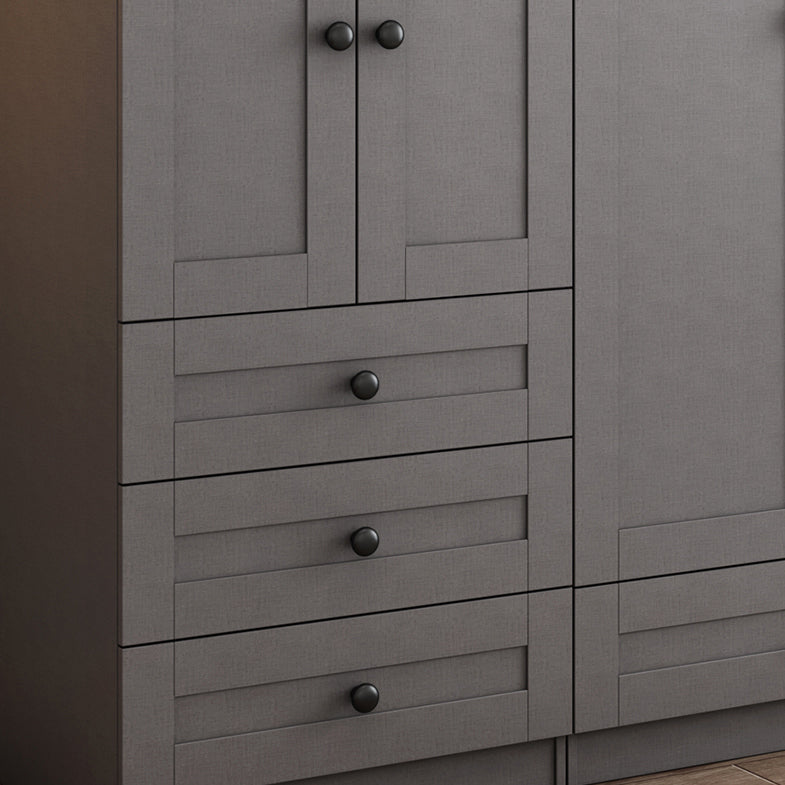 Contemporary Grey Wardrobe Armoire Engineered Wood Wardrobe Closet