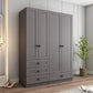 Contemporary Grey Wardrobe Armoire Engineered Wood Wardrobe Closet