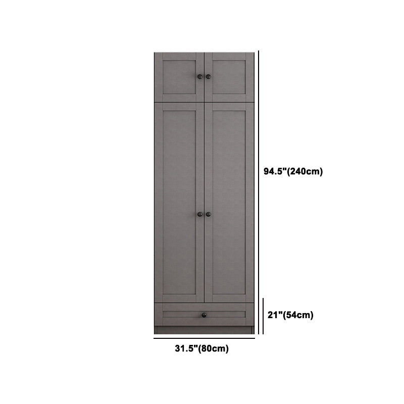 Contemporary Grey Wardrobe Armoire Engineered Wood Wardrobe Closet