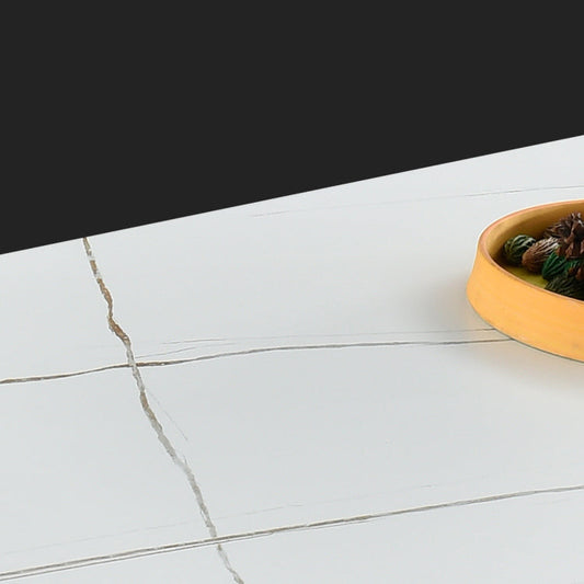 モダンな1/3/4/5/6ピースDinetteセット長方形の白い石とwoodダイニングセット