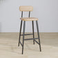 Industrial Square Bar Stool Solid Wood Armless Bar Chair with Metal Legs