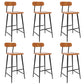 Industrial Square Bar Stool Solid Wood Armless Bar Chair with Metal Legs