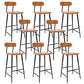 Industrial Square Bar Stool Solid Wood Armless Bar Chair with Metal Legs