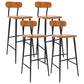 Industrial Square Bar Stool Solid Wood Armless Bar Chair with Metal Legs