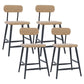 Industrial Square Bar Stool Solid Wood Armless Bar Chair with Metal Legs
