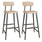 Industrial Square Bar Stool Solid Wood Armless Bar Chair with Metal Legs