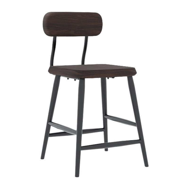 Silla de barra sin brazo de madera sólida de taburete de barra cuadrada con patas de metal