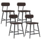 Industrial Square Bar Stool Solid Wood Armless Bar Chair with Metal Legs