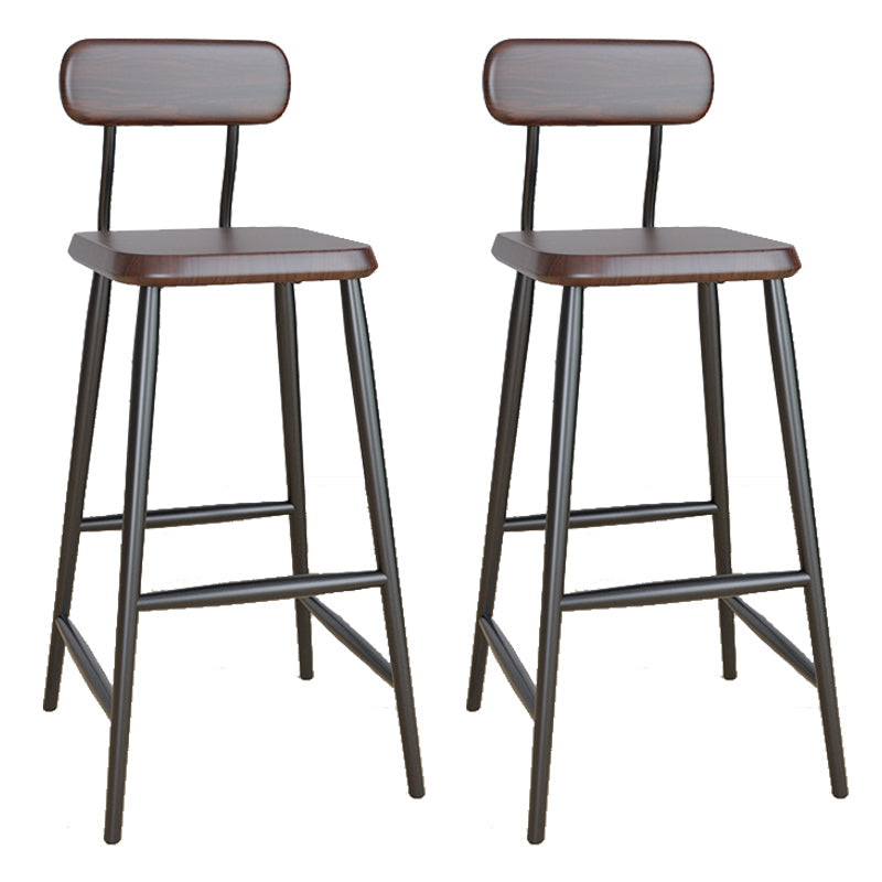 Industrial Square Bar Stool Solid Wood Armless Bar Chair with Metal Legs