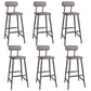 Industrial Square Bar Stool Solid Wood Armless Bar Chair with Metal Legs