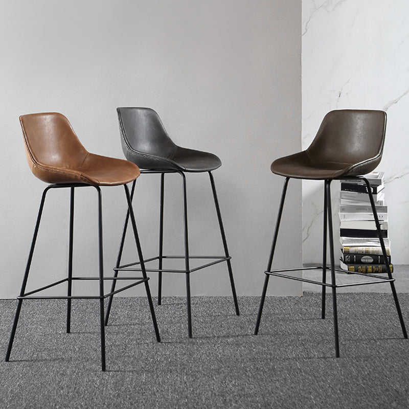 Metal Legs Bucket Bar Stool Industrial Faux Leather Armless Counter Stool Clearhalo 'Bar Furniture' 'Bar Stools' 'bar_stools' 'furn' 'furn_bar_stools' 'Furniture' 'Kitchen & Dining Furniture' 5832009