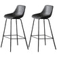 Metal Legs Bucket Bar Stool Industrial Faux Leather Armless Counter Stool Grey 2 Piece Set Clearhalo 'Bar Furniture' 'Bar Stools' 'bar_stools' 'furn' 'furn_bar_stools' 'Furniture' 'Kitchen & Dining Furniture' 5832011