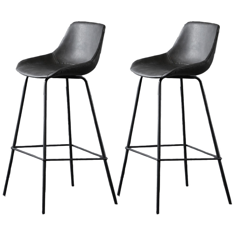 Metal Legs Bucket Bar Stool Industrial Faux Leather Armless Counter Stool Grey 2 Piece Set Clearhalo 'Bar Furniture' 'Bar Stools' 'bar_stools' 'furn' 'furn_bar_stools' 'Furniture' 'Kitchen & Dining Furniture' 5832011