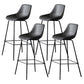 Metal Legs Bucket Bar Stool Industrial Faux Leather Armless Counter Stool Grey 4 Piece Set Clearhalo 'Bar Furniture' 'Bar Stools' 'bar_stools' 'furn' 'furn_bar_stools' 'Furniture' 'Kitchen & Dining Furniture' 5832014