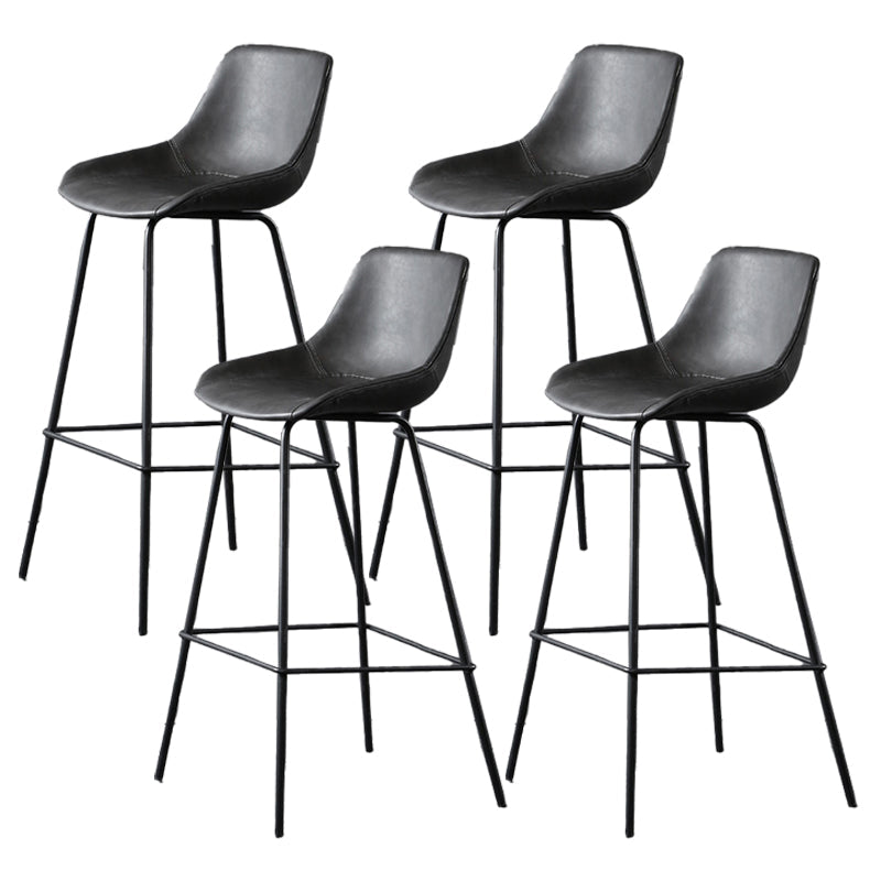 Metal Legs Bucket Bar Stool Industrial Faux Leather Armless Counter Stool Grey 4 Piece Set Clearhalo 'Bar Furniture' 'Bar Stools' 'bar_stools' 'furn' 'furn_bar_stools' 'Furniture' 'Kitchen & Dining Furniture' 5832014