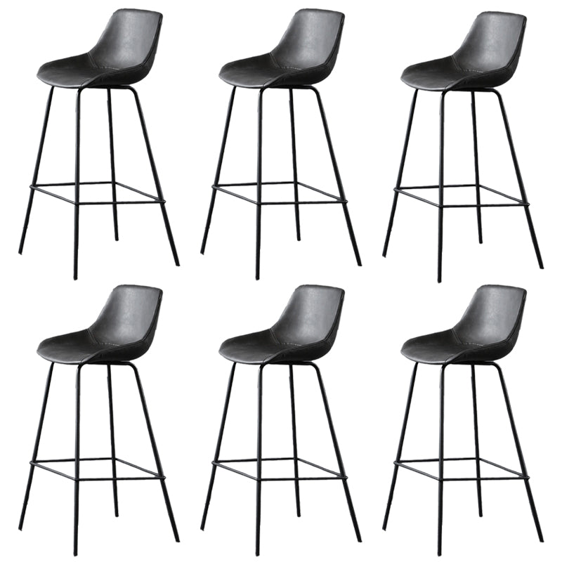 Metal Legs Bucket Bar Stool Industrial Faux Leather Armless Counter Stool Grey 6 Piece Set Clearhalo 'Bar Furniture' 'Bar Stools' 'bar_stools' 'furn' 'furn_bar_stools' 'Furniture' 'Kitchen & Dining Furniture' 5832015