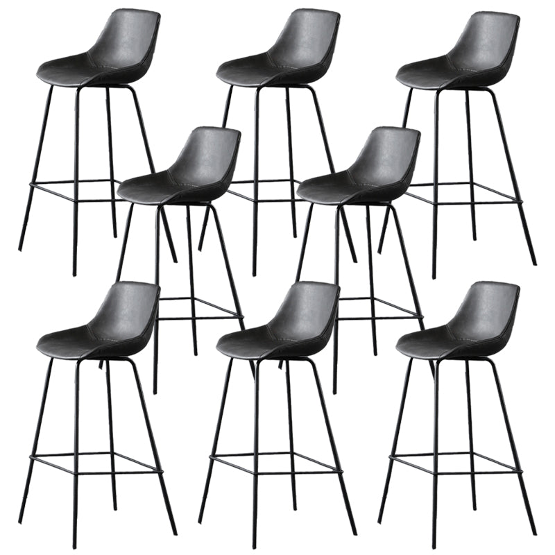 Metal Legs Bucket Bar Stool Industrial Faux Leather Armless Counter Stool Grey 8 Piece Set Clearhalo 'Bar Furniture' 'Bar Stools' 'bar_stools' 'furn' 'furn_bar_stools' 'Furniture' 'Kitchen & Dining Furniture' 5832018