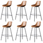 Metal Legs Bucket Bar Stool Industrial Faux Leather Armless Counter Stool Brown 6 Piece Set Clearhalo 'Bar Furniture' 'Bar Stools' 'bar_stools' 'furn' 'furn_bar_stools' 'Furniture' 'Kitchen & Dining Furniture' 5832025