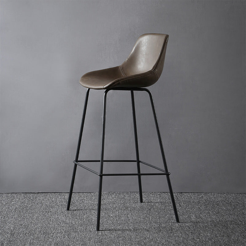 Metal Legs Bucket Bar Stool Industrial Faux Leather Armless Counter Stool Coffee 1 Piece Clearhalo 'Bar Furniture' 'Bar Stools' 'bar_stools' 'furn' 'furn_bar_stools' 'Furniture' 'Kitchen & Dining Furniture' 5832029